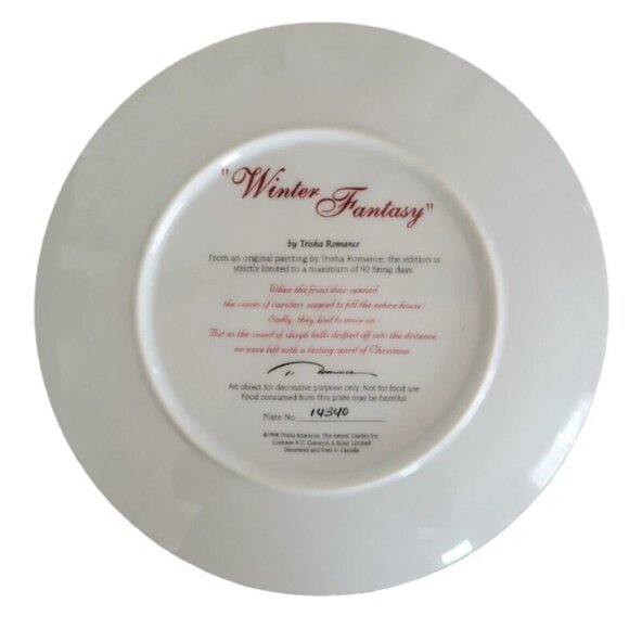 Trisha Romance "Winter Fantasy" Framed Collector Plate No. 14340 - Picture 3 of 5